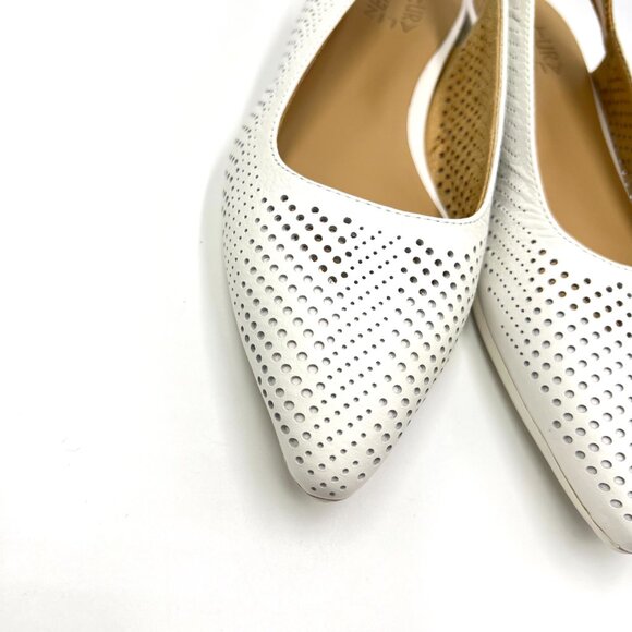 Naturalizer Womens Size 8 White Leather Slingback‎ Perforated Flats Shoes - Picture 4 of 12
